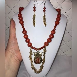 Owl Necklace and earrings set